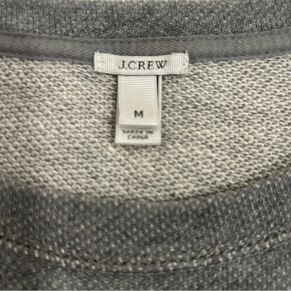 J Crew Medium Gray Terry Multicolor Floral Anchor Short Sleeve Sweatshirt